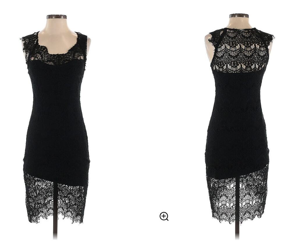 Intimately FREE PEOPLE Black Sheath Dress Cotton Floral Lace Square X-Small NEW
